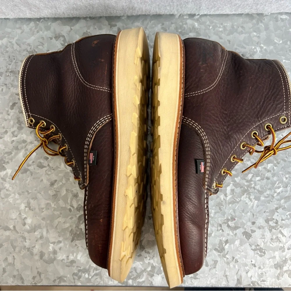 Thorogood American Heritage 6" Safety Toe Work Boot Max Wear Wedge Brown Leather - Picture 10 of 16